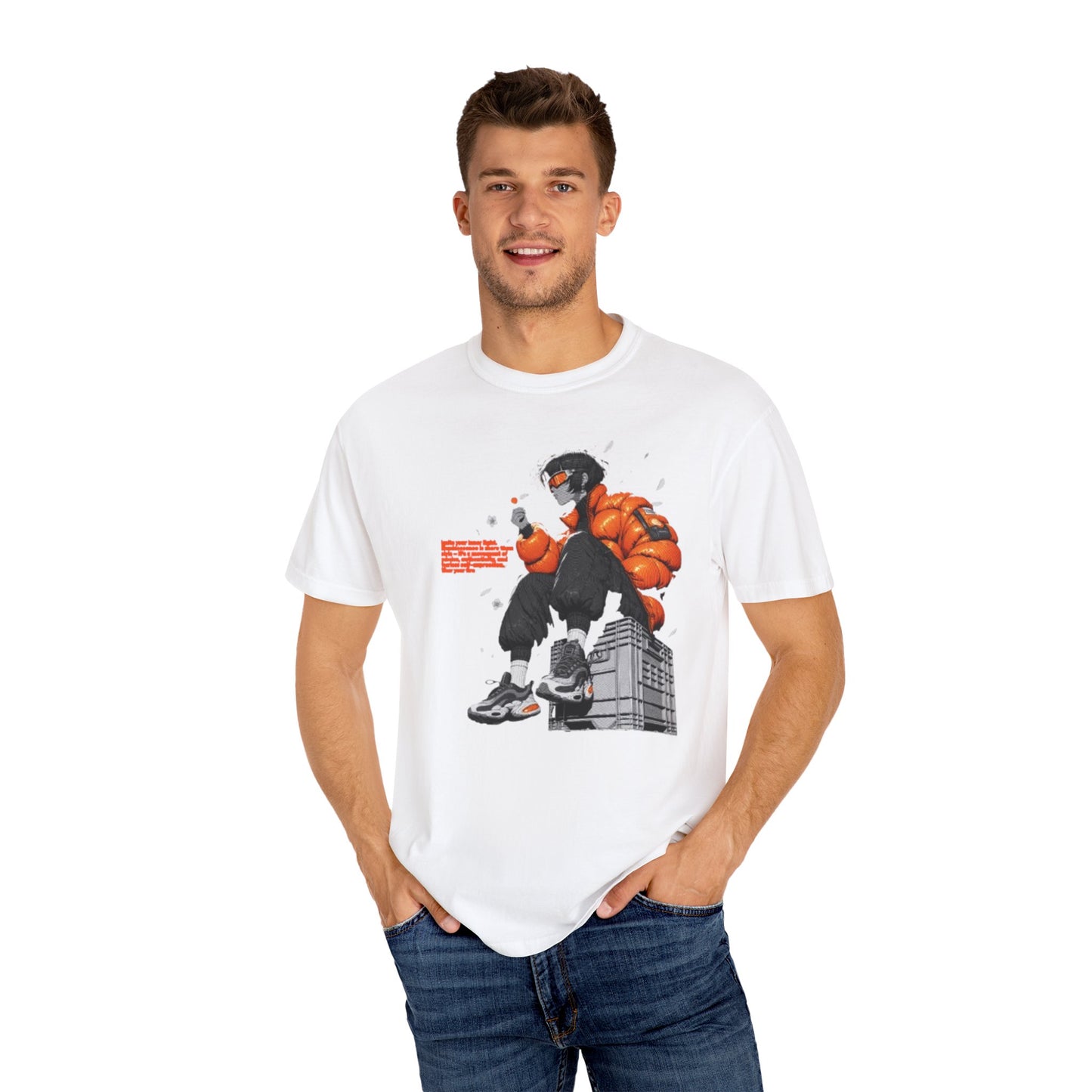 Street Style Unisex Garment-Dyed T-shirt with Graphic Print