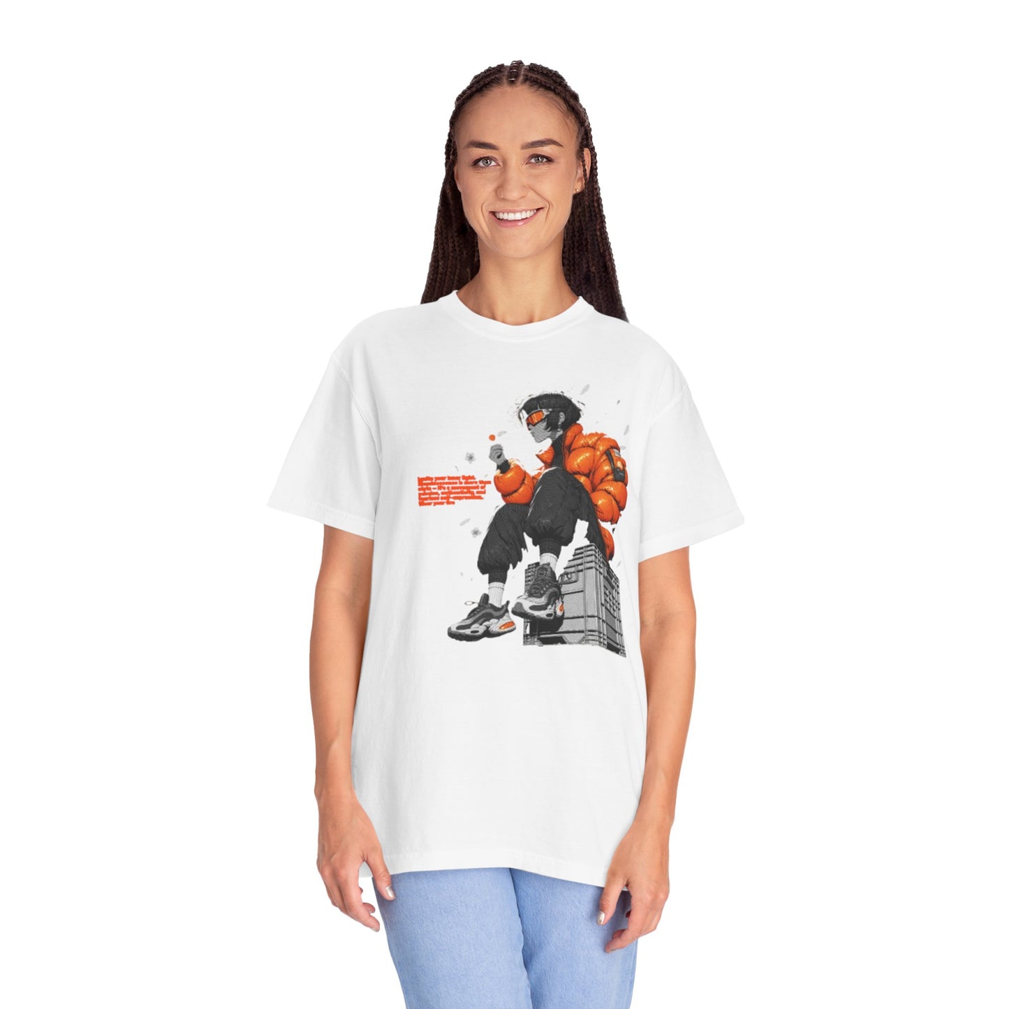 Street Style Unisex Garment-Dyed T-shirt with Graphic Print