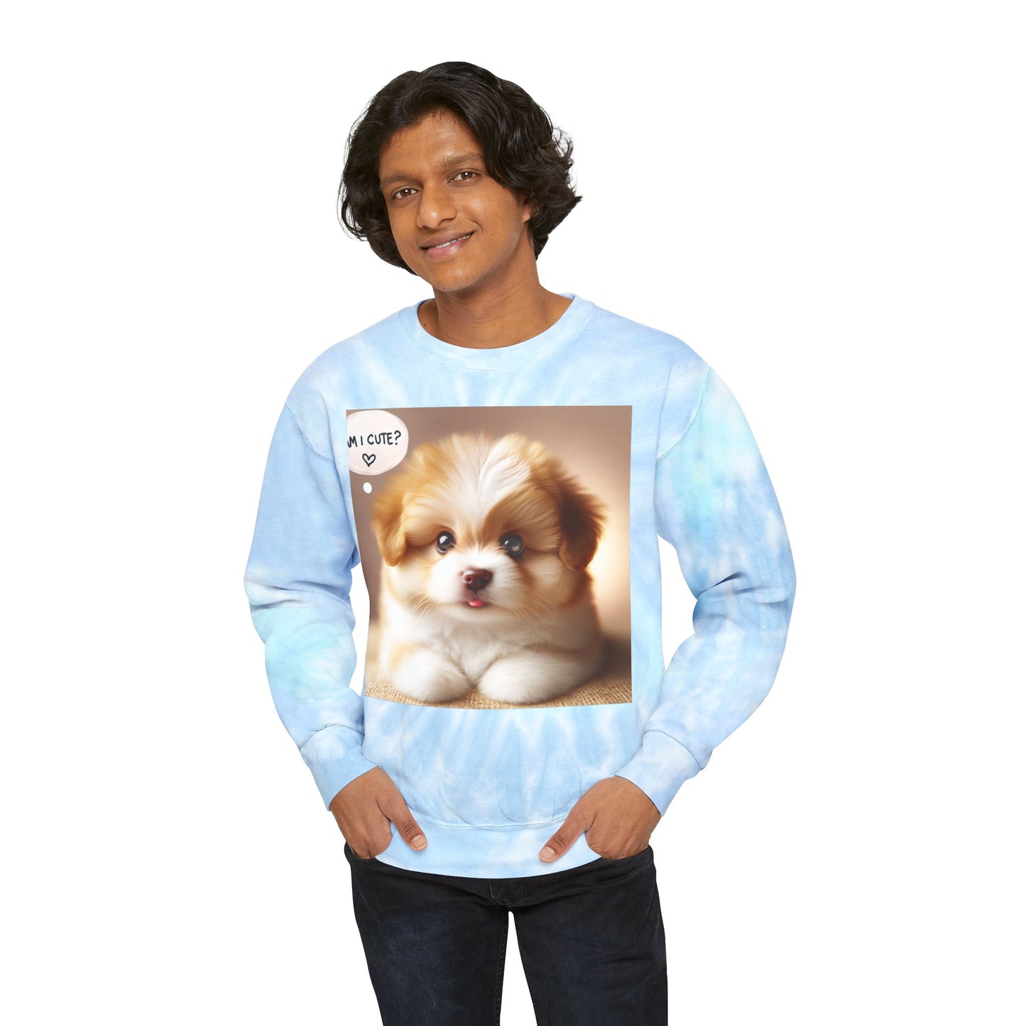 Cute Puppy Tie-Dye Sweatshirt - Unisex Cozy Fashion for Pet Lovers