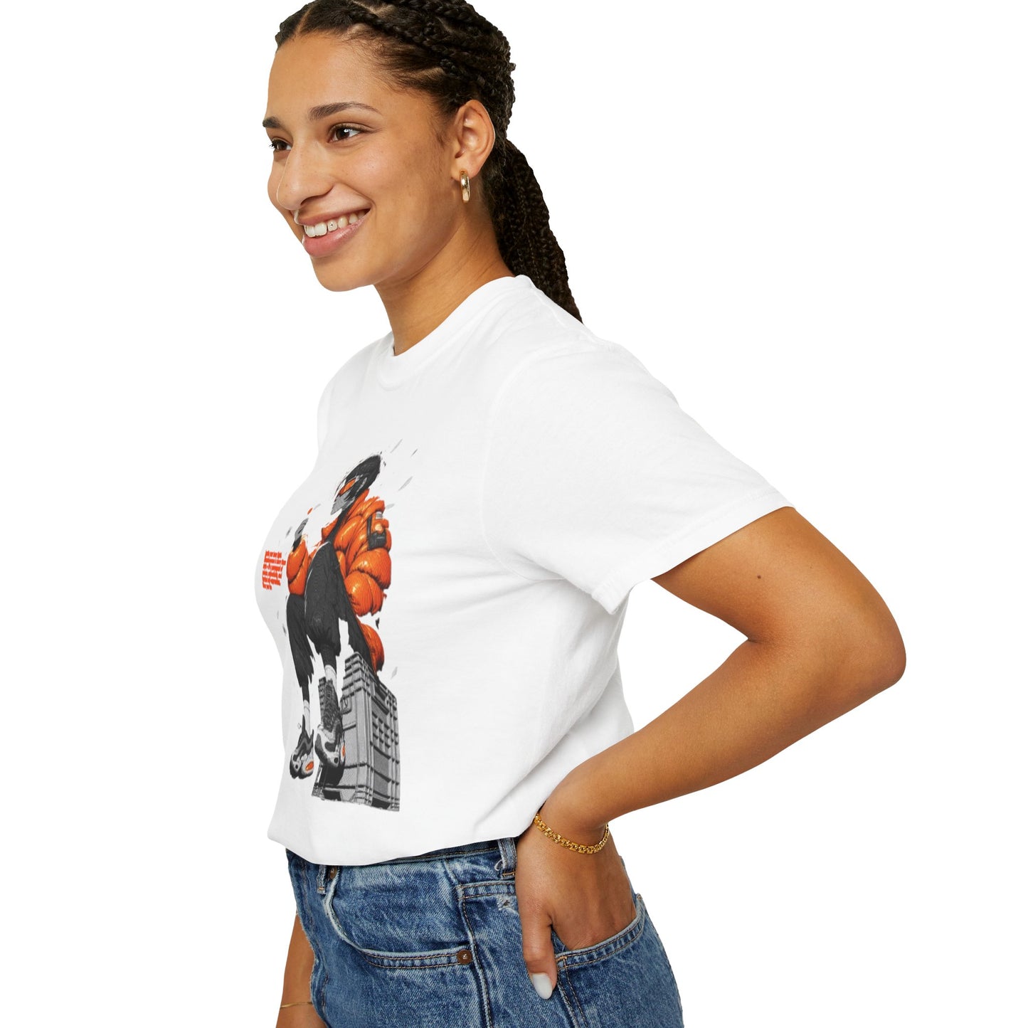 Street Style Unisex Garment-Dyed T-shirt with Graphic Print