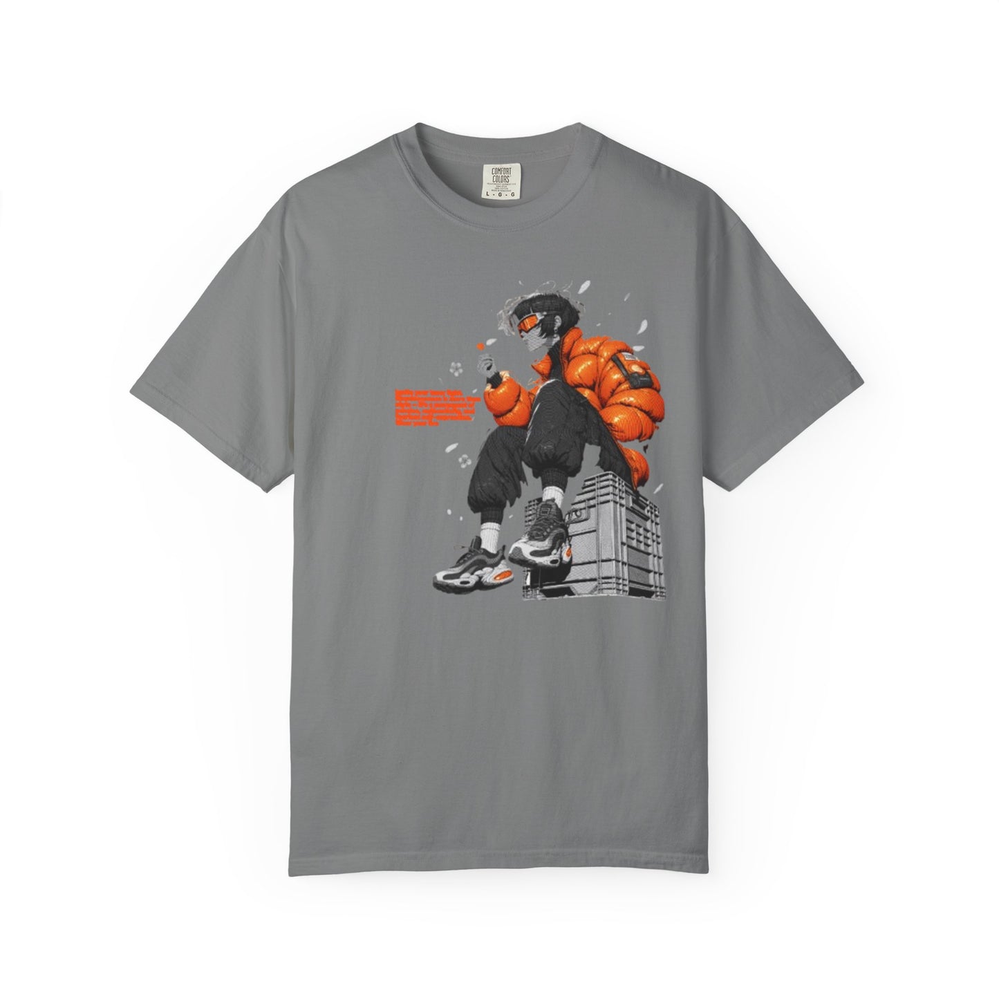 Street Style Unisex Garment-Dyed T-shirt with Graphic Print