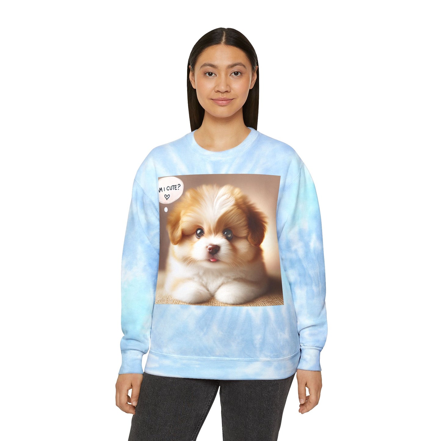 Cute Puppy Tie-Dye Sweatshirt - Unisex Cozy Fashion for Pet Lovers