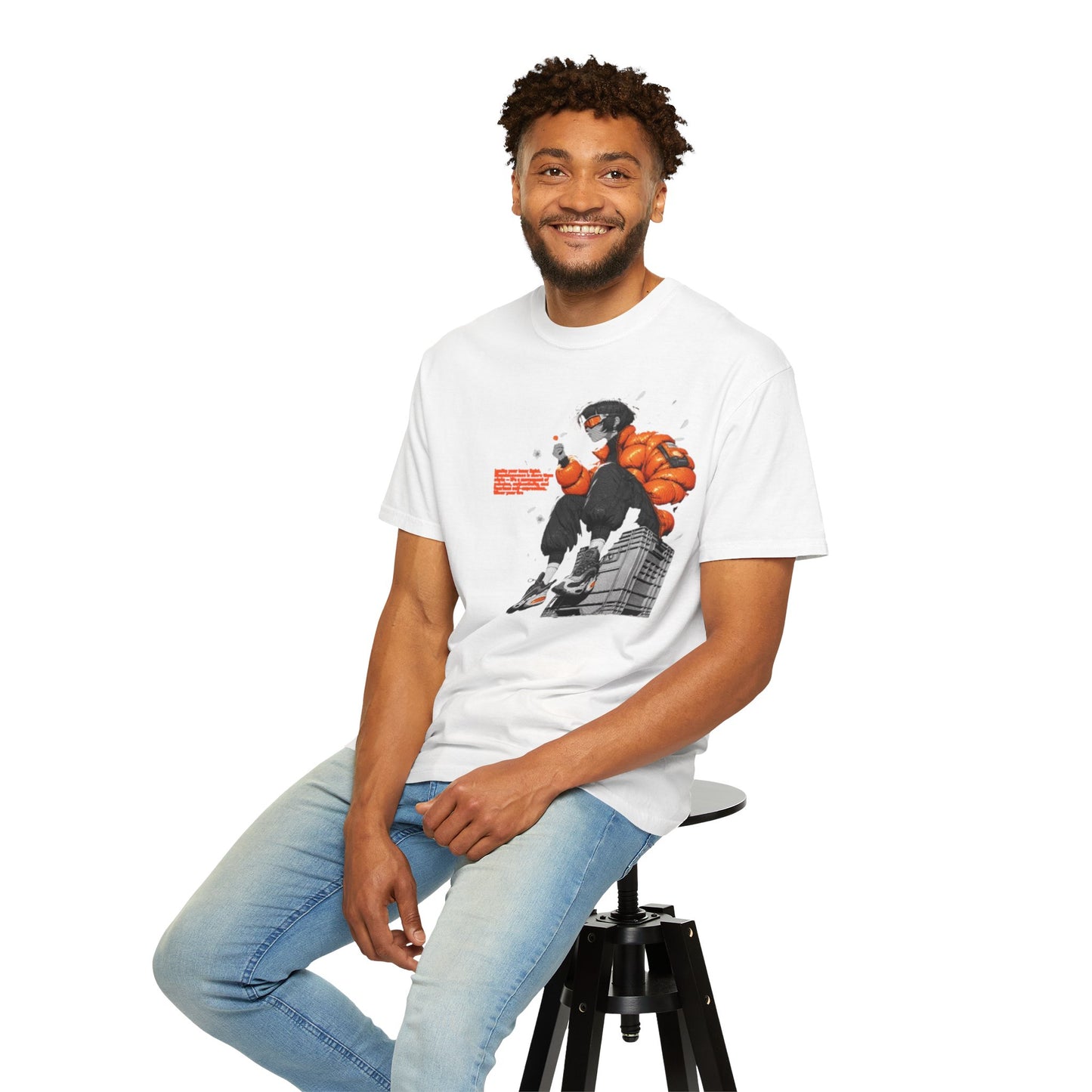 Street Style Unisex Garment-Dyed T-shirt with Graphic Print