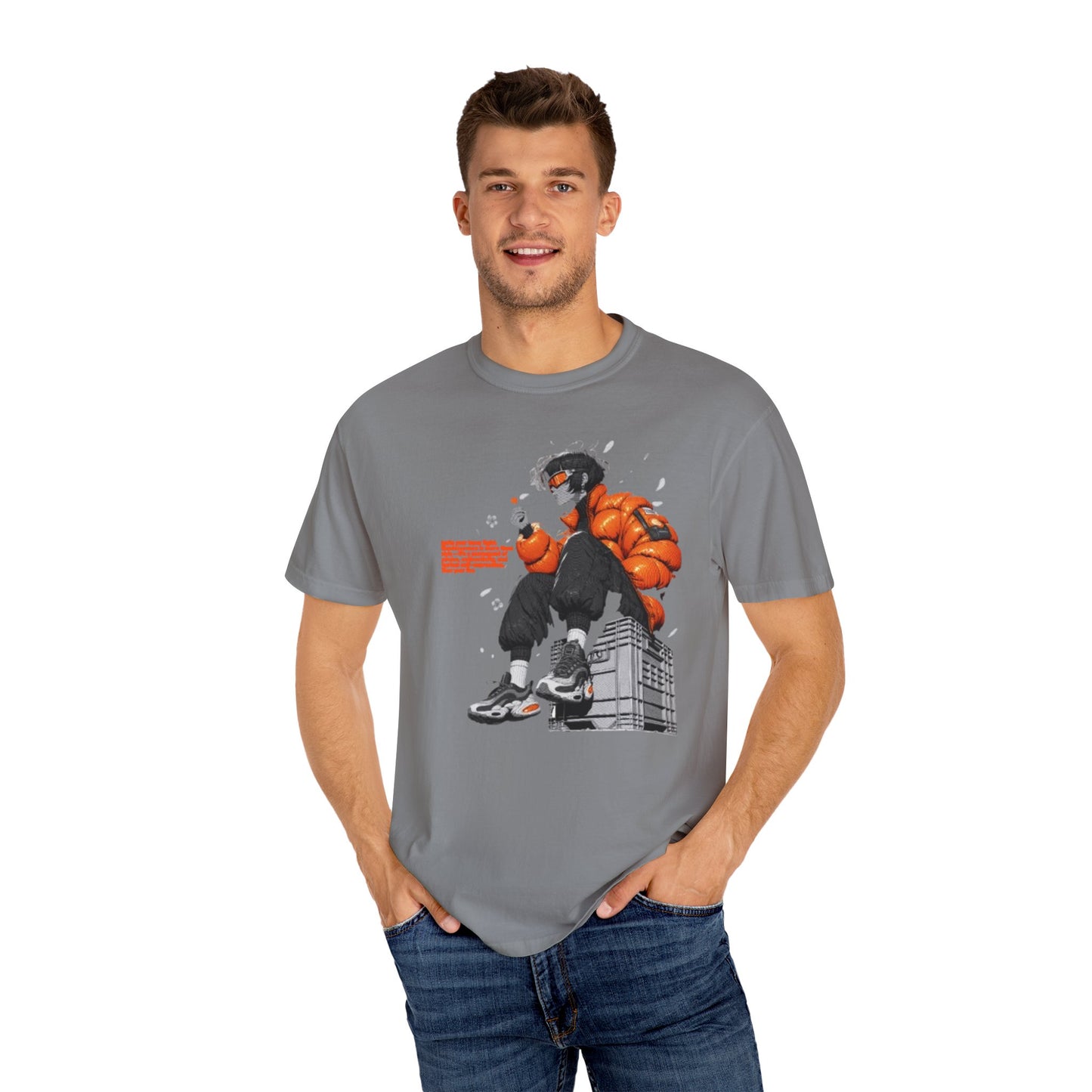 Street Style Unisex Garment-Dyed T-shirt with Graphic Print