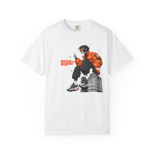Street Style Unisex Garment-Dyed T-shirt with Graphic Print